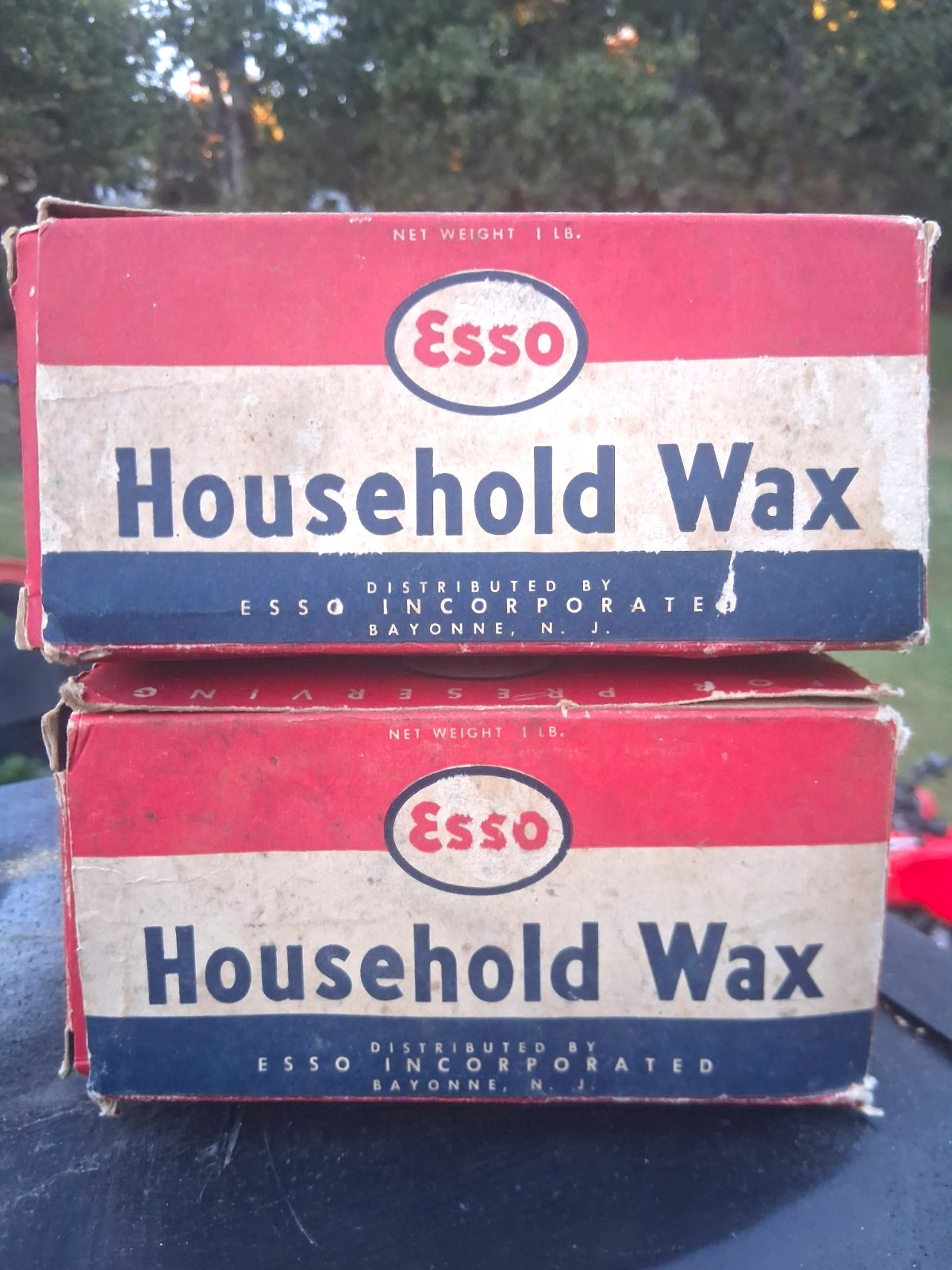 Vintage Esso Household Wax 1 LB Boxes Lot of 2 Original Wax Advertising NOS