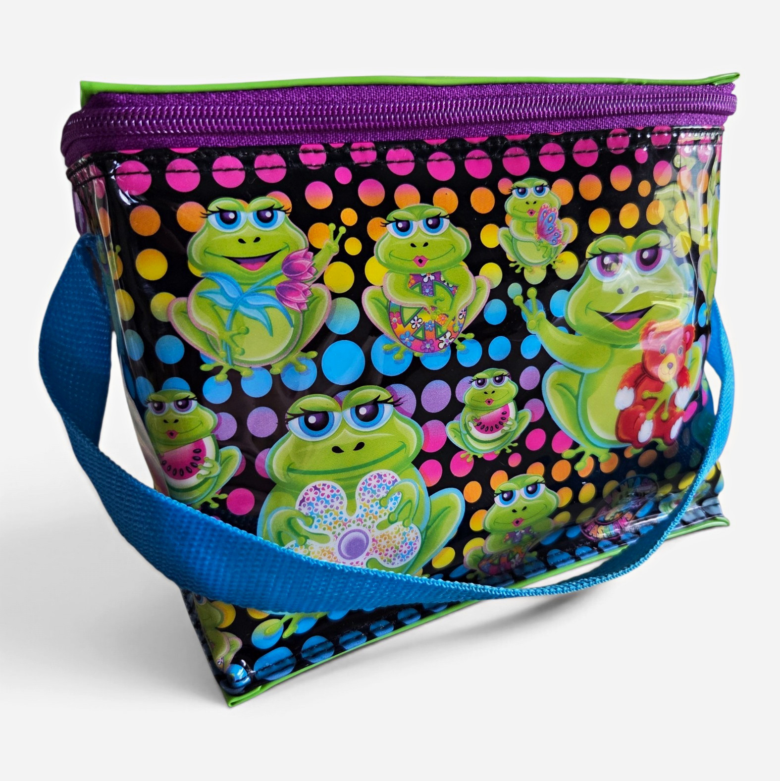 RARE Vintage 90s LISA FRANK Funkadelic Frogs Lunch Bag Box Insulated Groovy Frog