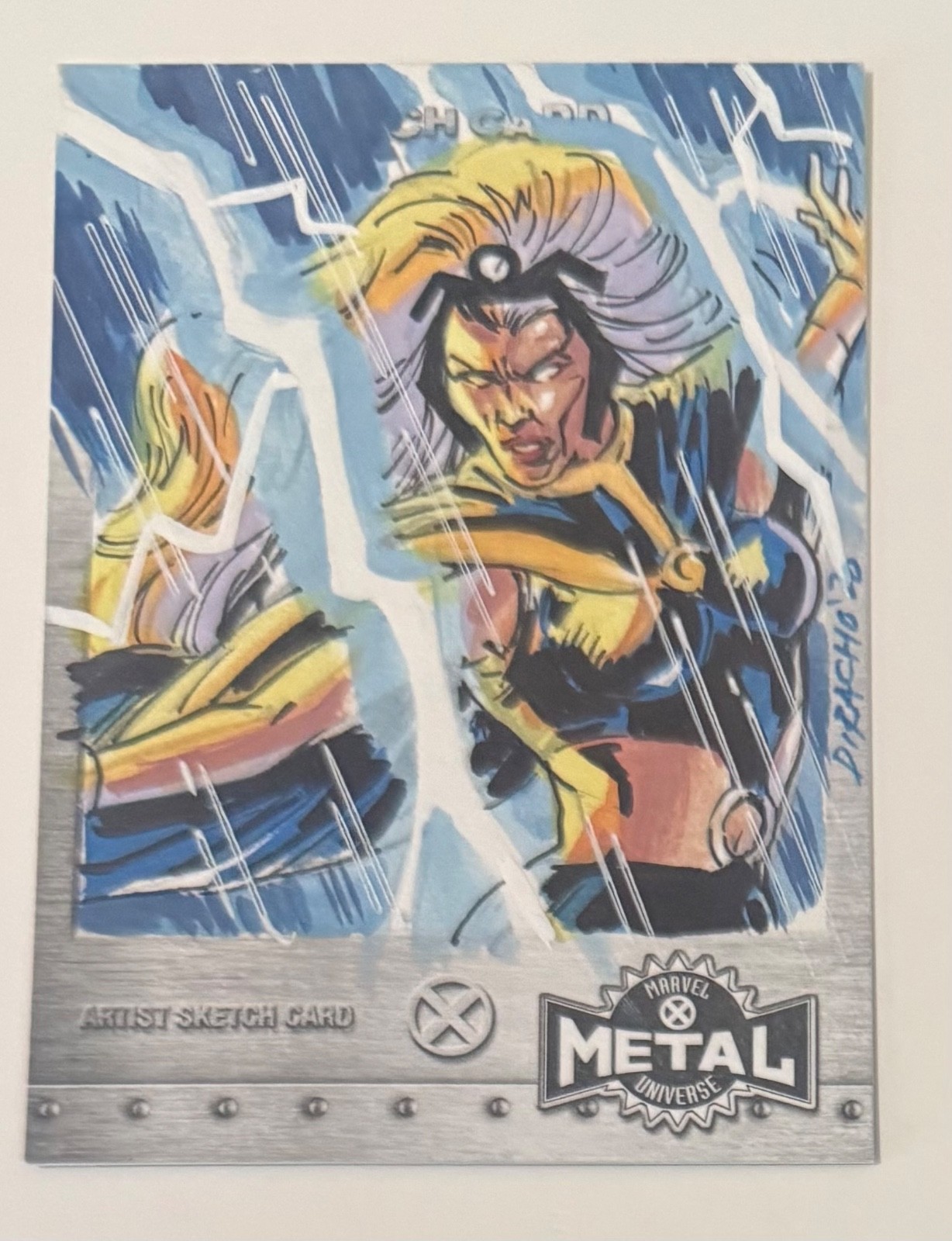 2020 2021 UD Marvel X-Men Metal Universe Storm Etch Sketch by Dominic Racho