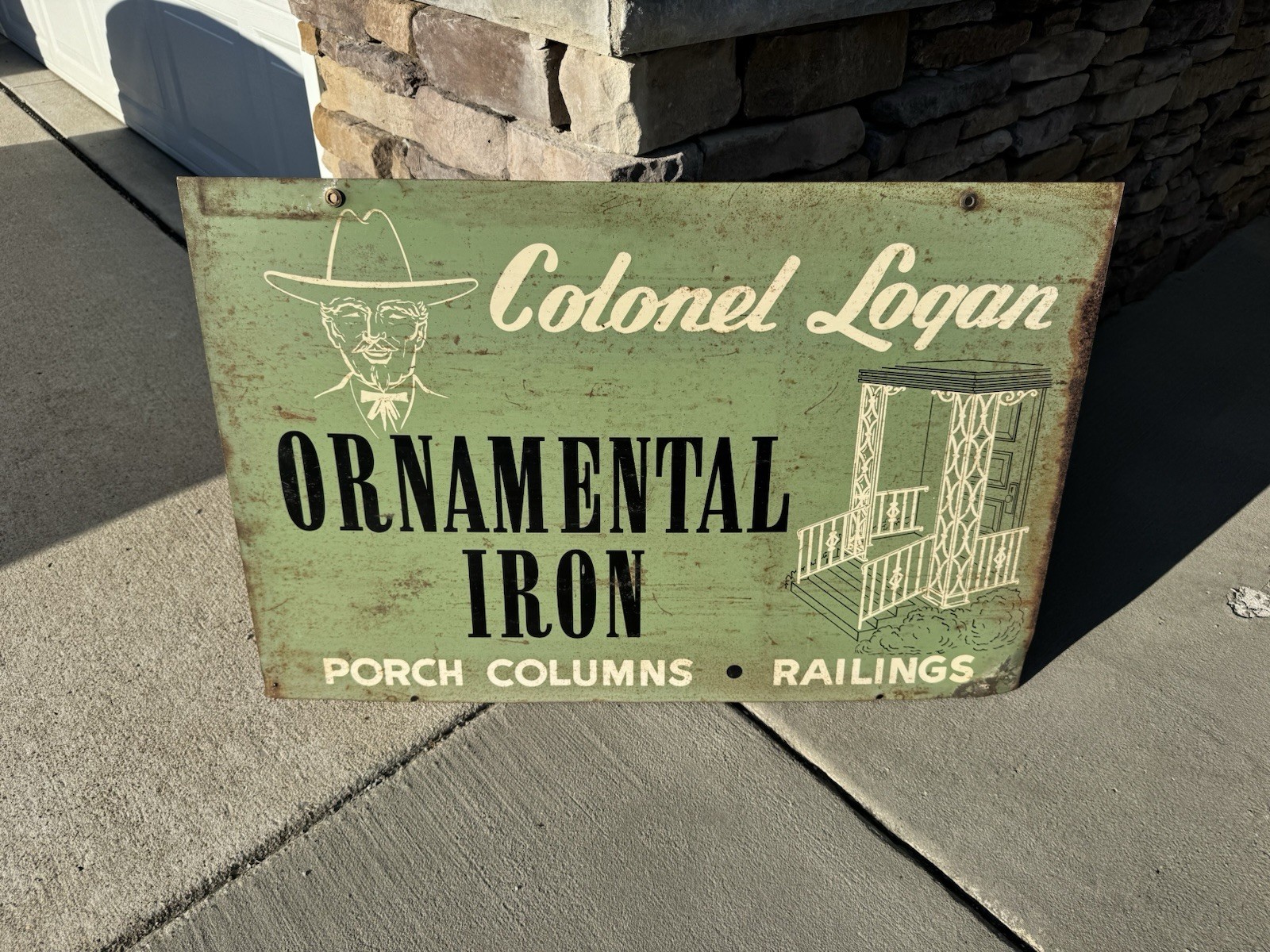 Vintage 1950s Colonel Logan Iron Sign Louisville Kentucky Southern Advertising