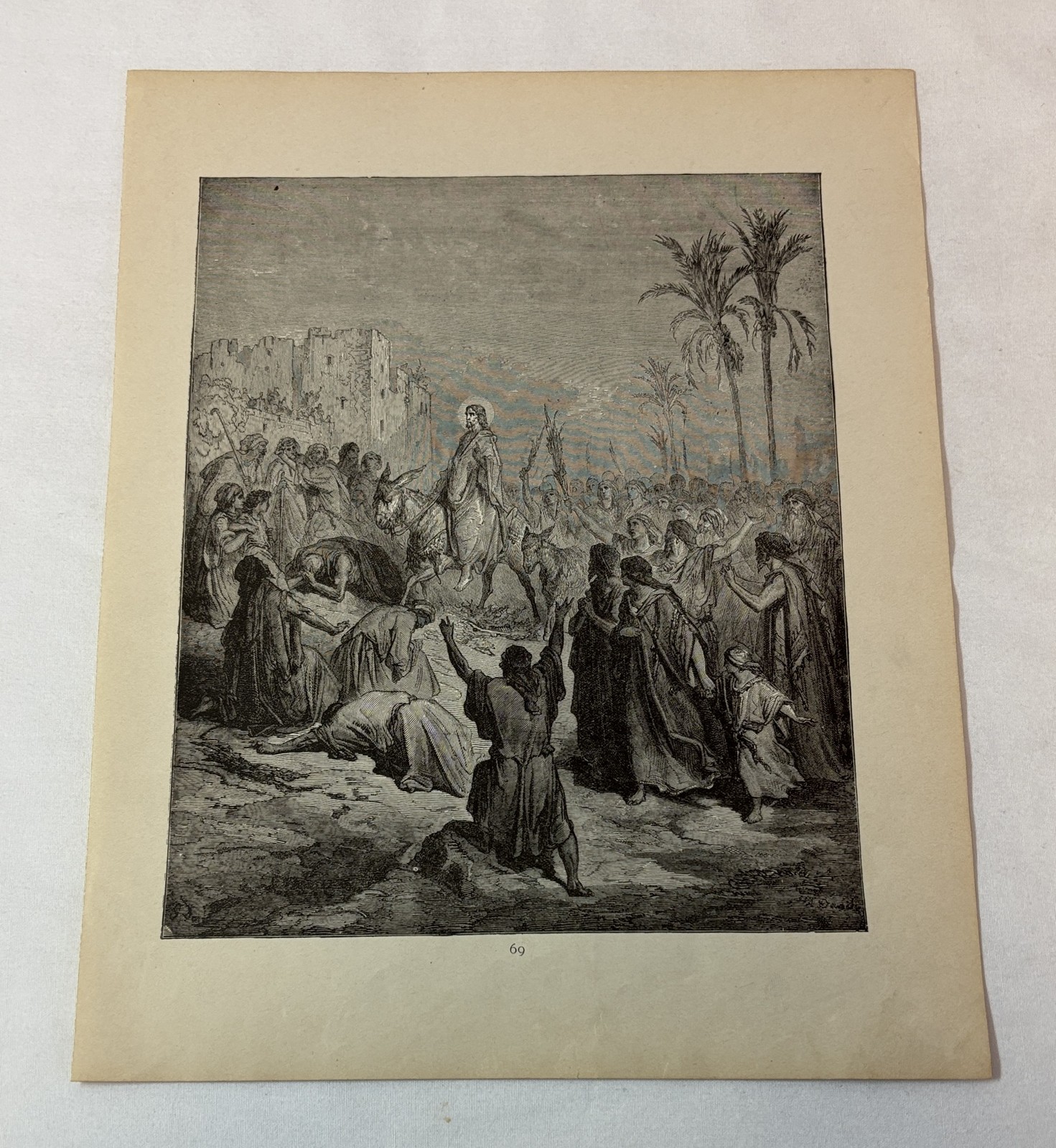 1889 Gustave Dore Bible print ~ CHRIST'S ENTRY INTO JERUSALEM