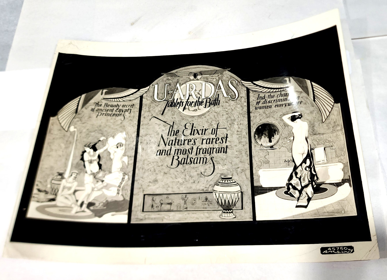 Vtg 1900\'s U-Ar-Das Egyptian Bath Tablets Art Nouveau Ad Photo Print Neg #45750