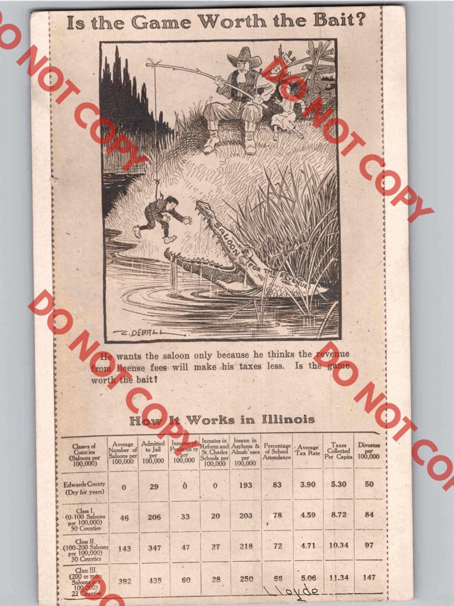 c1910 UNUSUAL Saloon Revenue Taxes Illinois IL PRE PROHIBITION Advertising RPPC c1910 UNUSUAL Saloon Revenue Taxes Illinois IL PRE PROHIBITION Advertising RPPC