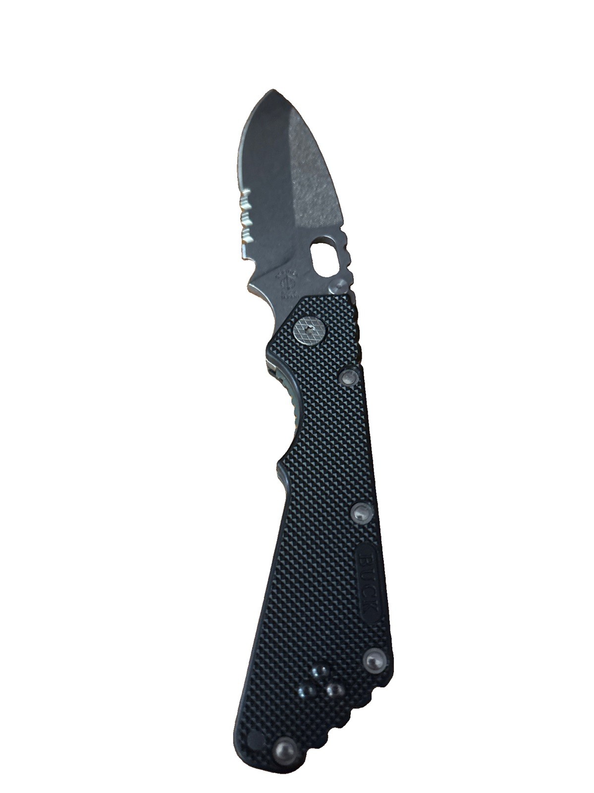 Vtg 2003 Buck Strider 882 BOS ATS-34 SB.4 Black Tacoma Polymer  Plastic Handle