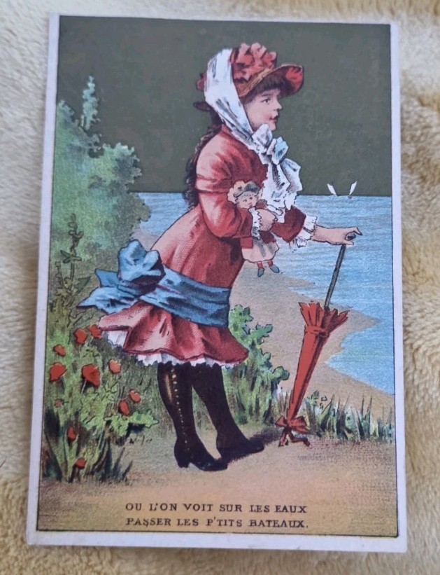 Kendall\'s Soapine Soap trade card girl Women Leaning Umbrella Providence RI