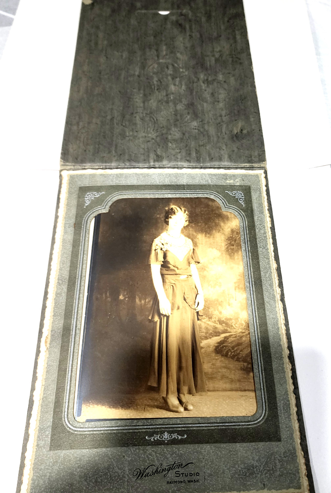 Vintage 1920s Flapper Dress Photo Washington Studio Raymond WA Art Deco Folder