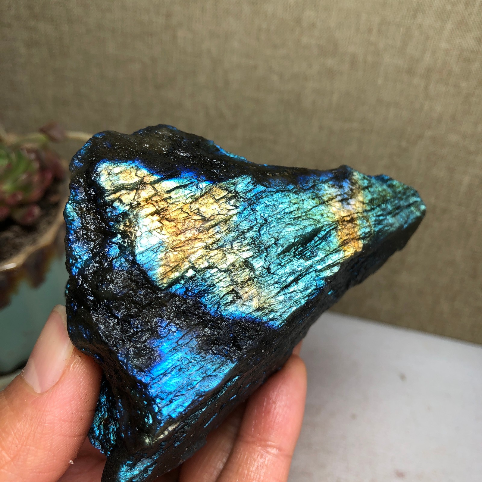87mm Natural Labradorite Crystal gemstone rough original Specimen 251g A3431