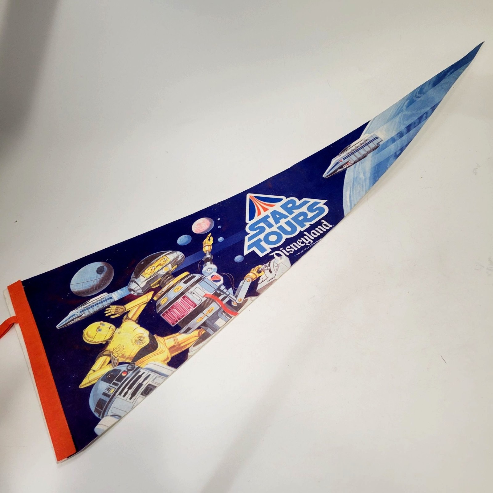Vintage Disneyland Star Tours Pennant Featuring C-3PO & R2-D2 1986 Lucasfilm