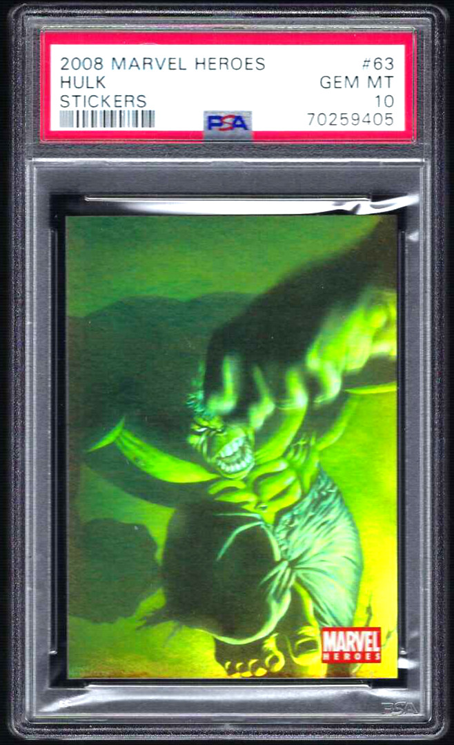 Marvel PSA 10 Hulk - 2008 Marvel Heroes Stickers Hulk PSA 10 (Pop 4)
