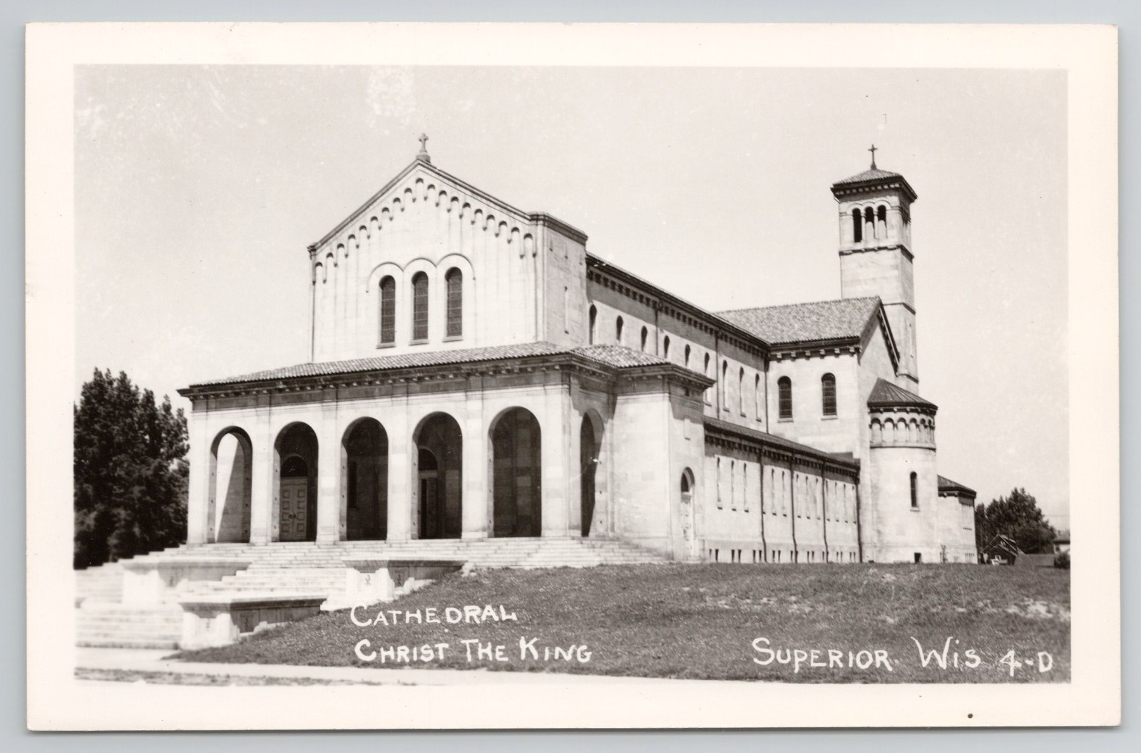 c.1940s Superior WI Cathedral Real Photo Christ the King RPPC Postcard Catholic