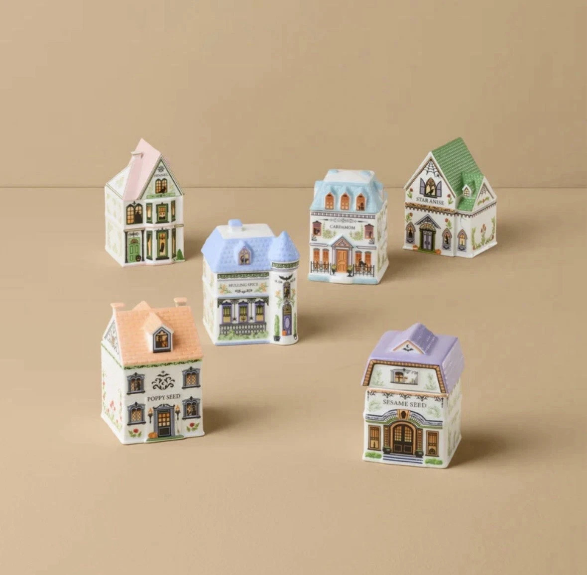 2026 Lenox Spice Village Halloween 6 Piece Spice Jar Set NEW