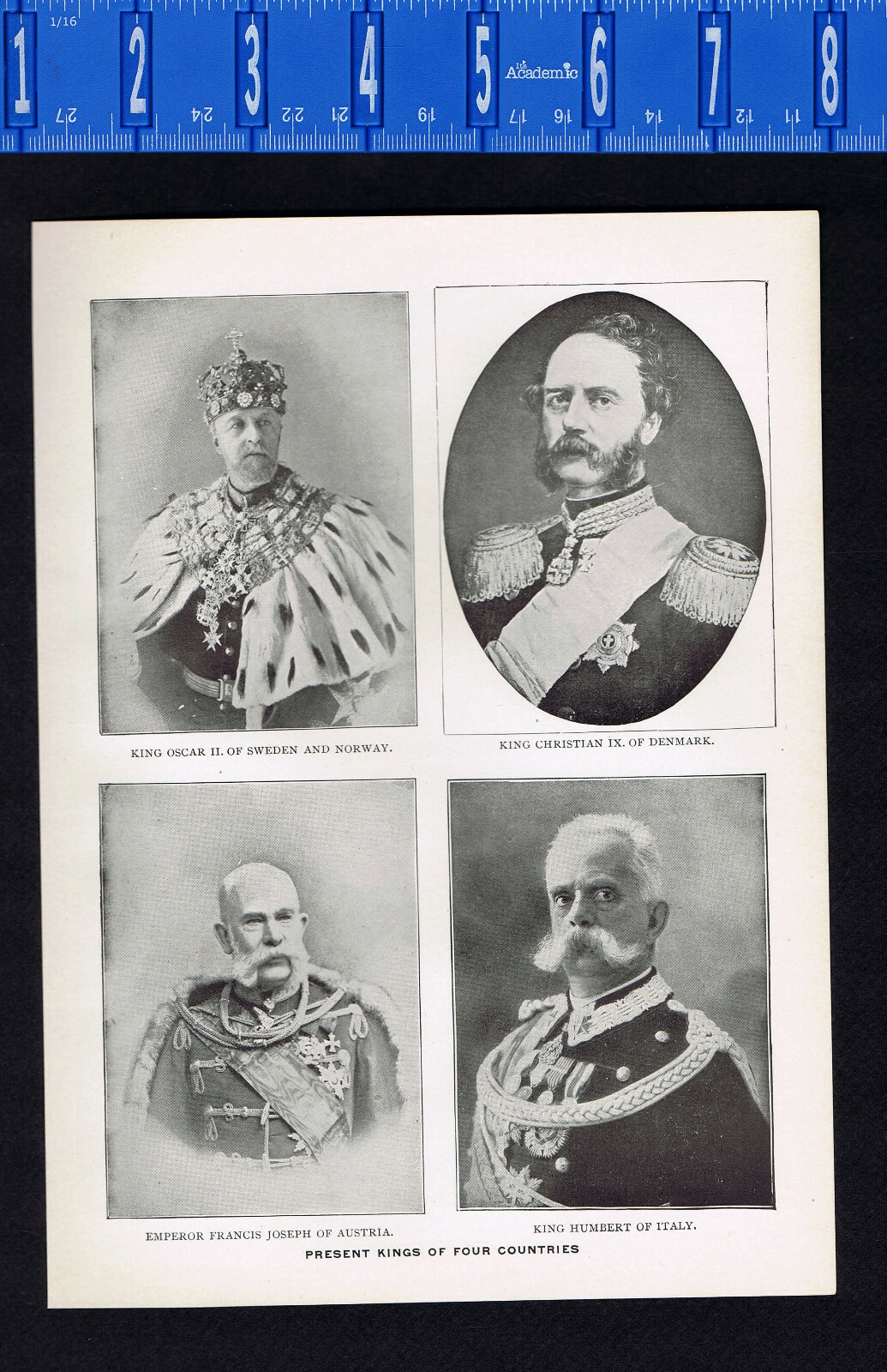 1800s Kings of Europe -- France - Loubet, DeLesseps, Thiers, Gametta -1899 Print