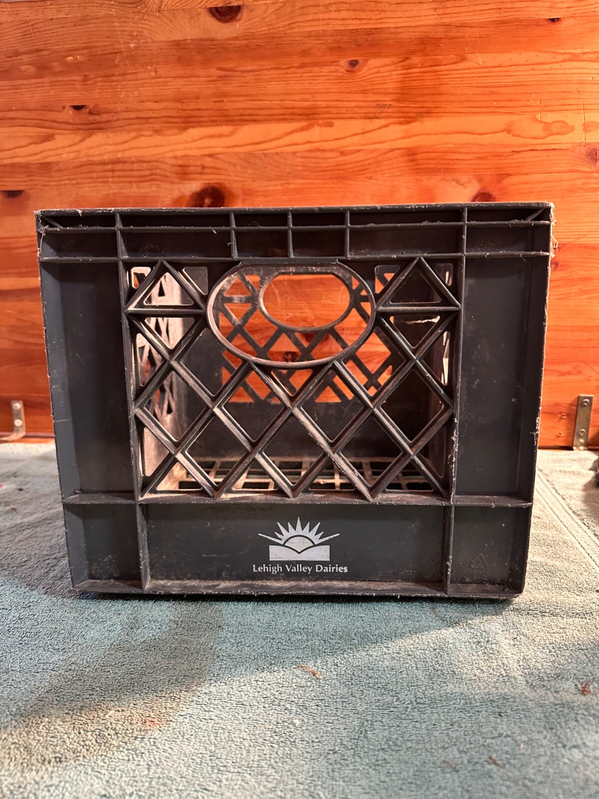 Lehigh Valley Dairy Gray Solid Plastic Square Milk Container Carrying Crate VTG
