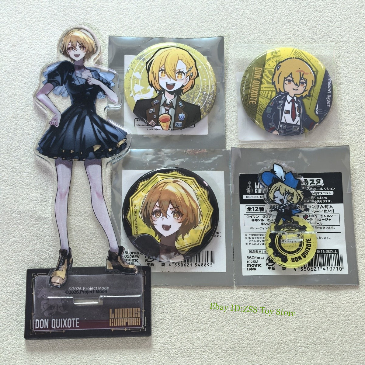 5Pcs Limbus Company Don Quixote Acrylic Stand Figure Model & Badge Set