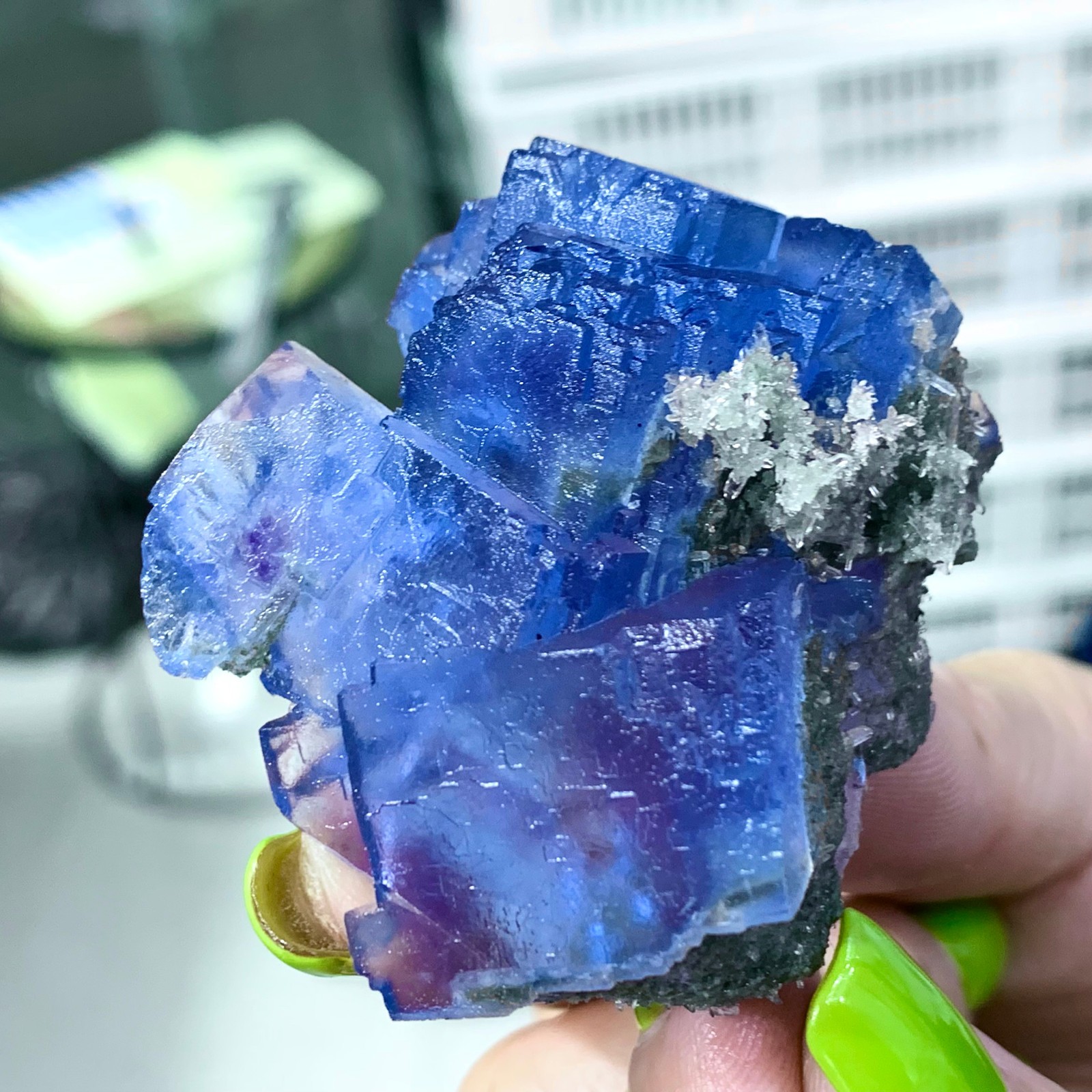 76G Natural Crystal Rare transparent blue cubic fluorite sample/China