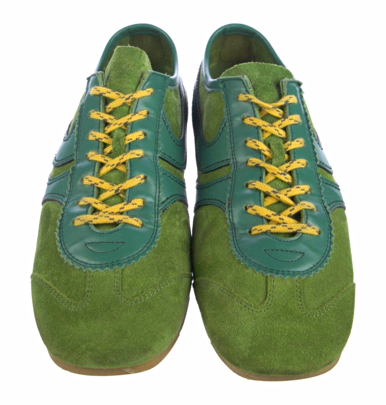 Dries Van Noten Green Suede Low Top Lace Up Colorblock Sneakers Men’s 8