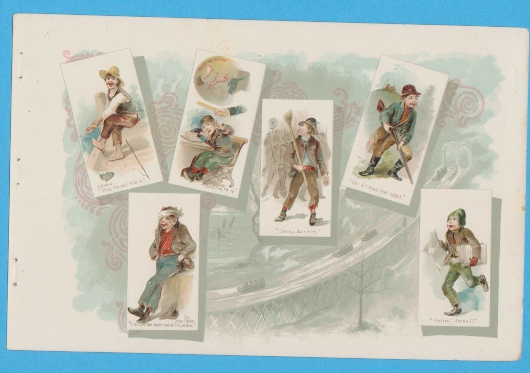 1888 DUKE & Son A33  TERRORS OF AMERICA Album Page w/ hunting & fishing