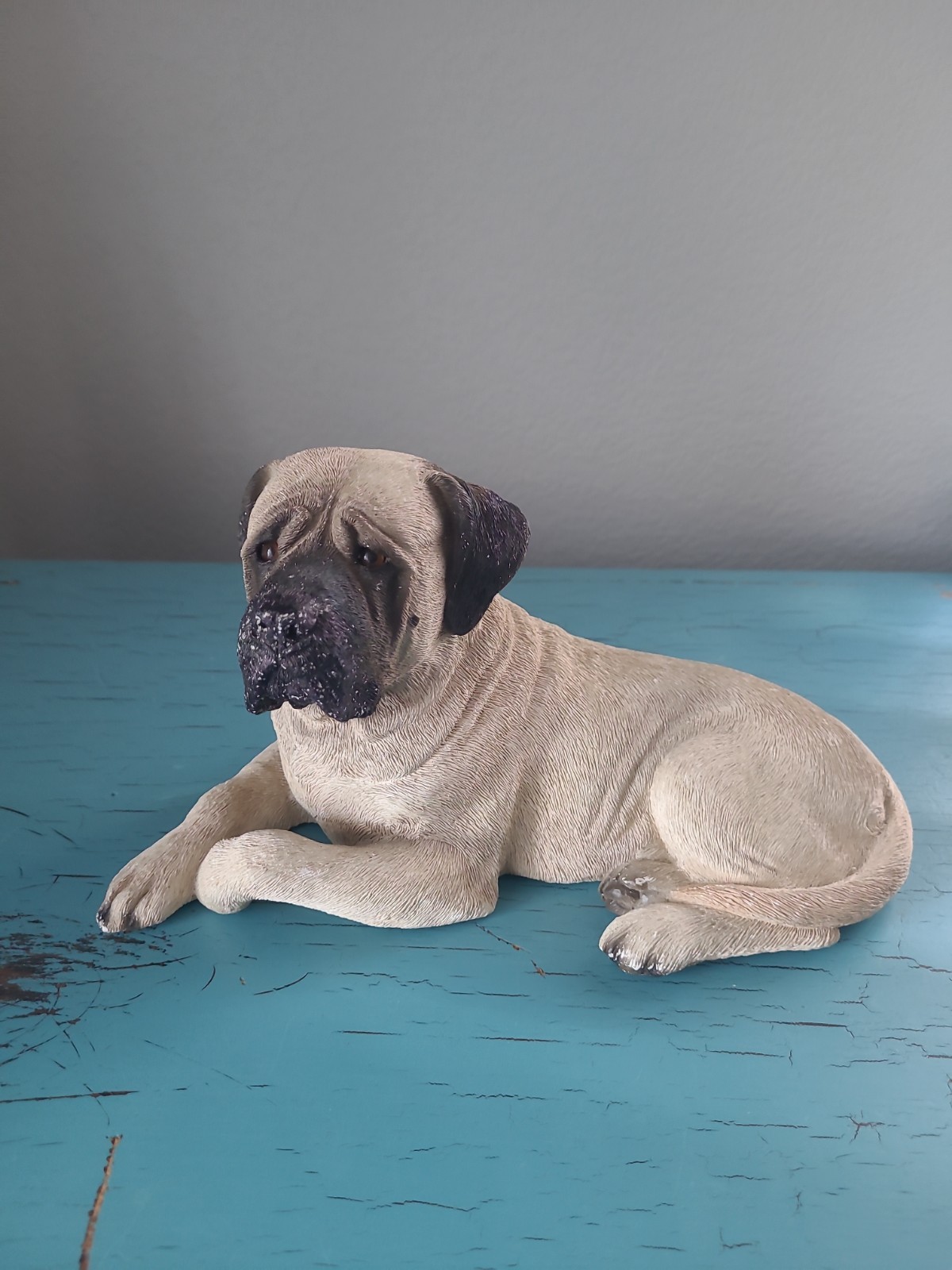 Vintage 1989 Sandcast English Mastiff Dog Figurine 124 Sandra Brue Signed
