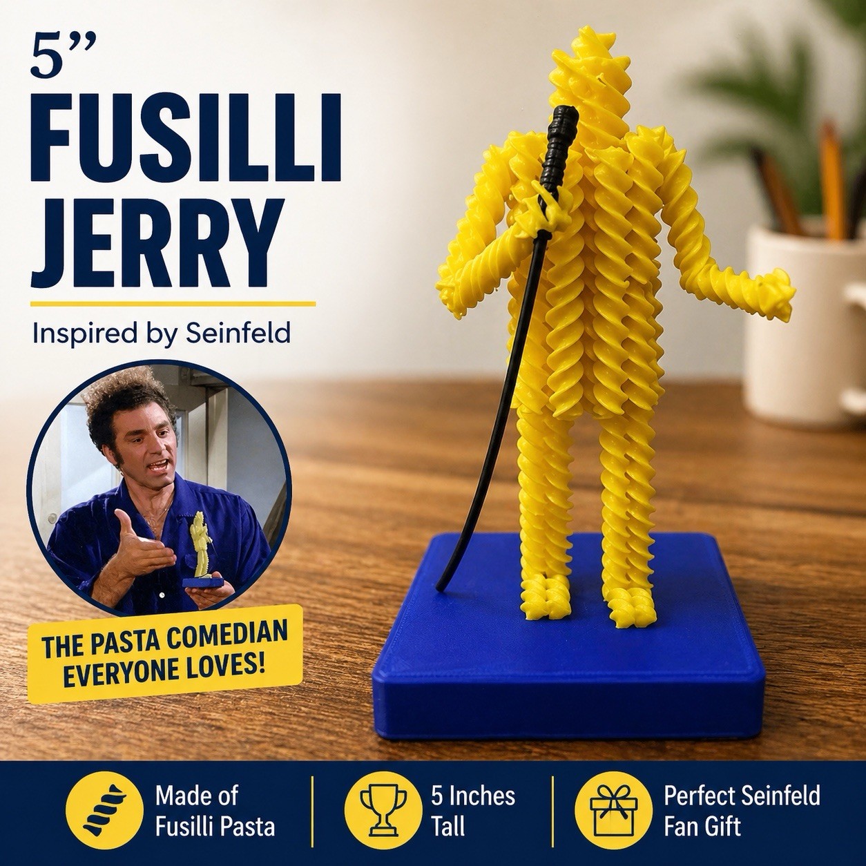 5” Seinfeld Fusilli Jerry - Cosmo Kramer's Pasta Creations | Office home decor