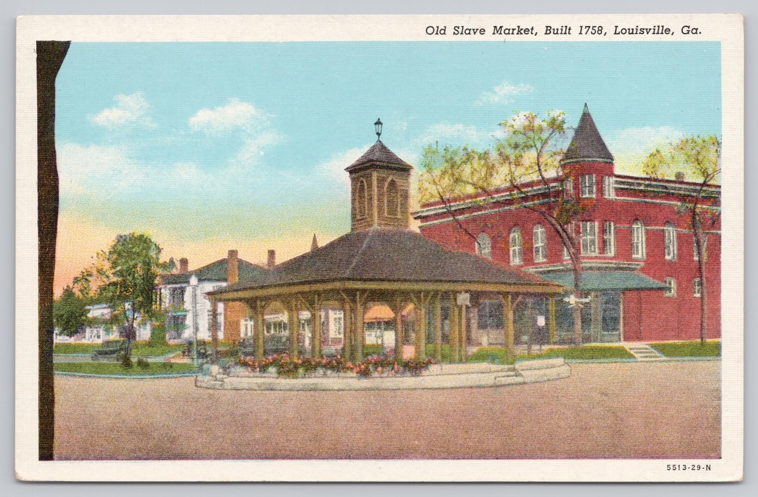 Old Slave Market Louisville GA Linen Postcard Built 1758 Historic Old Slave Market Louisville GA Linen Postcard Built 1758 Historic