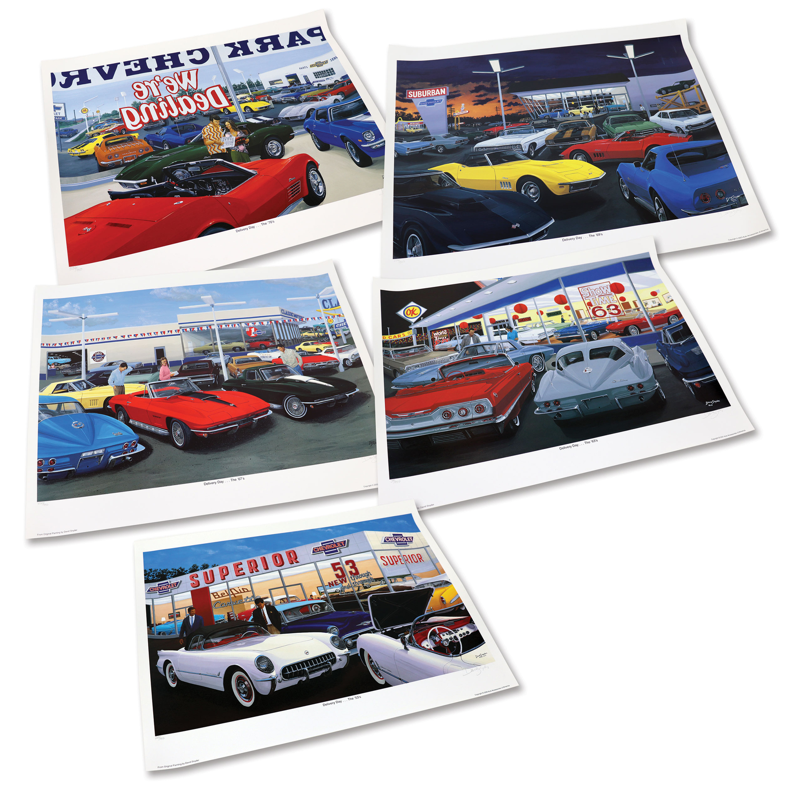 David Snyder Corvette Delivery Day Prints-Set of 5 Original Prints
