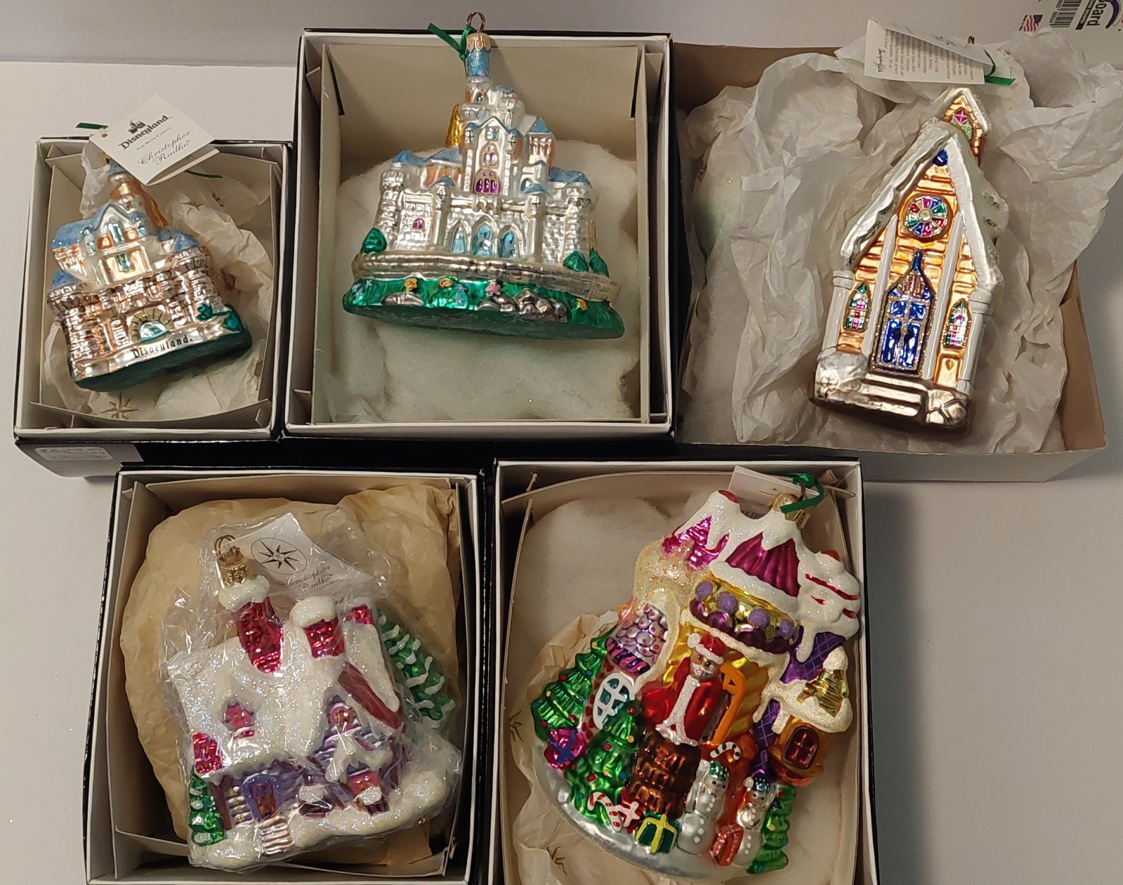 LOT OF 5 Christopher Radko Castles & Holiday Buildings Disney 1998-2000
