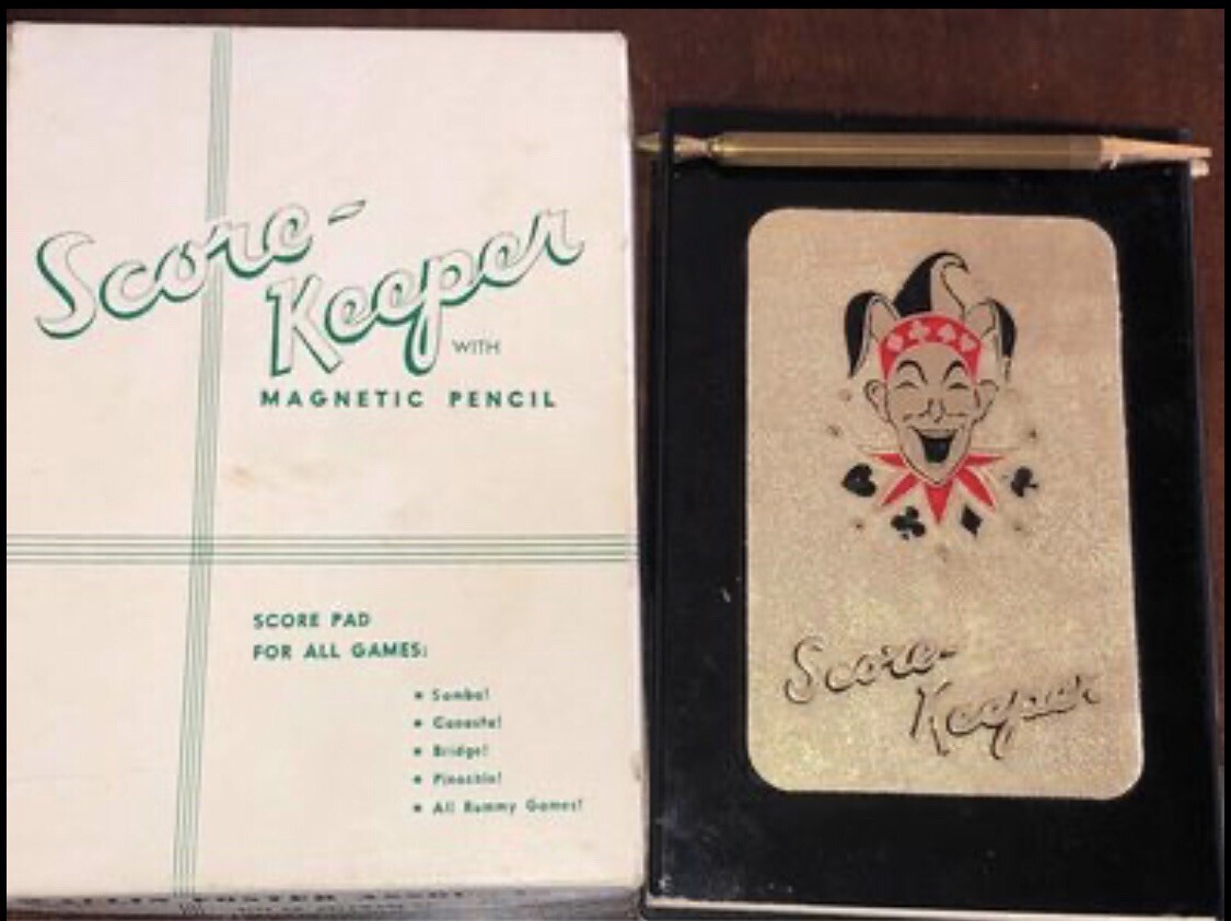 Vintage Card Joker Metal Score Keeper Pad With Magnetic Pencil
