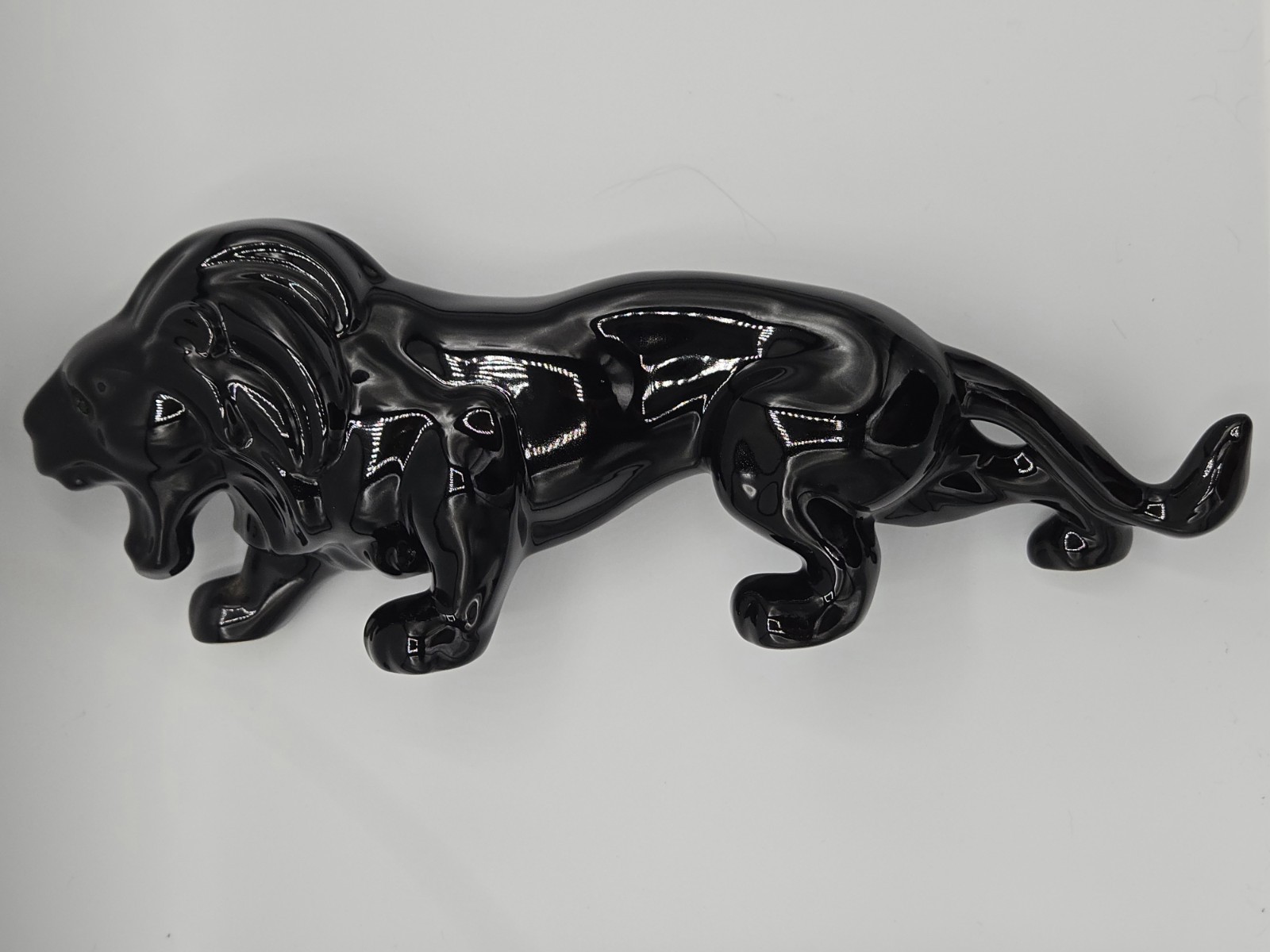 1950-60s MCM Black Crouching Lion Sculpture