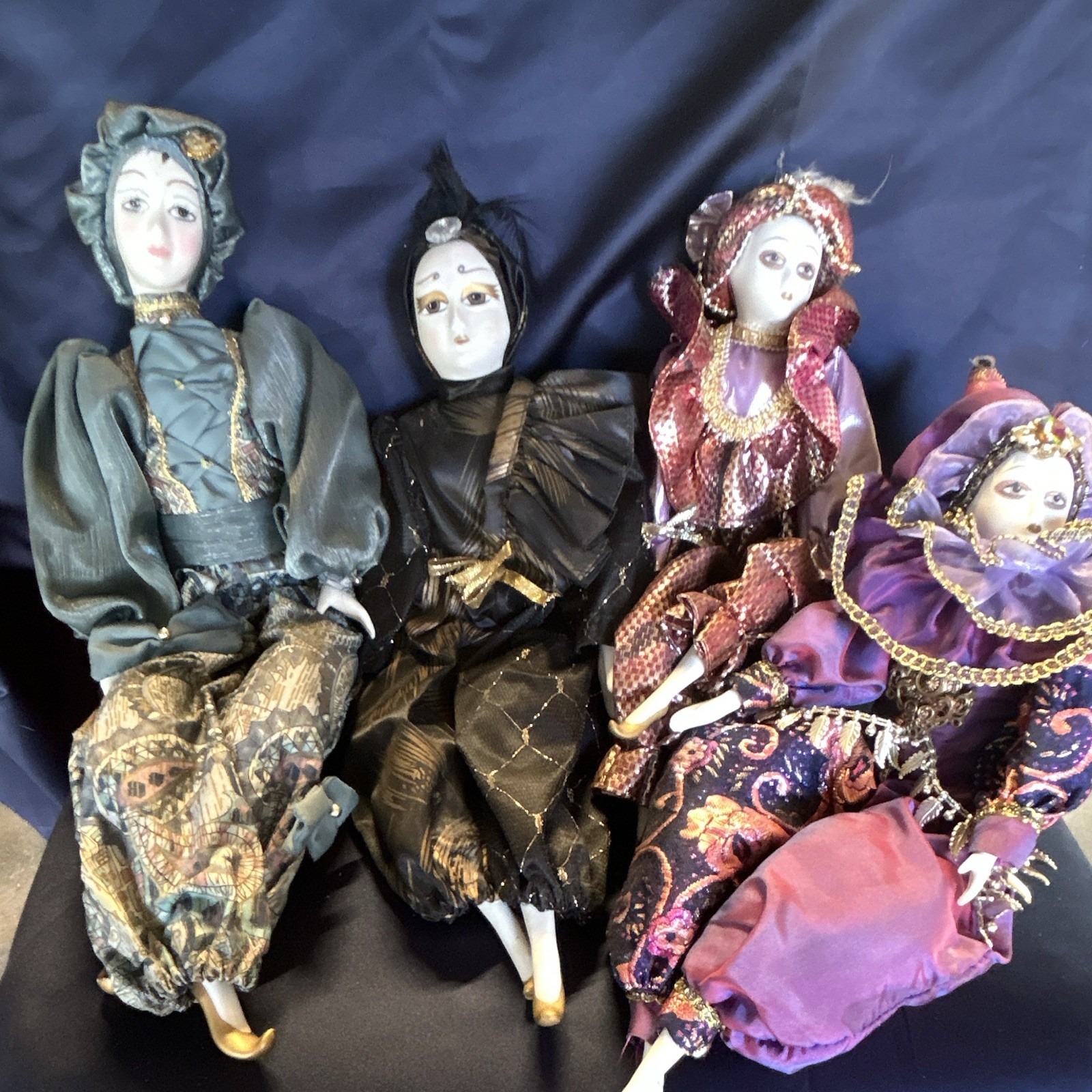 vintage decorative/collectible porcelain harlequin/jester dolls, Show Stoppers
