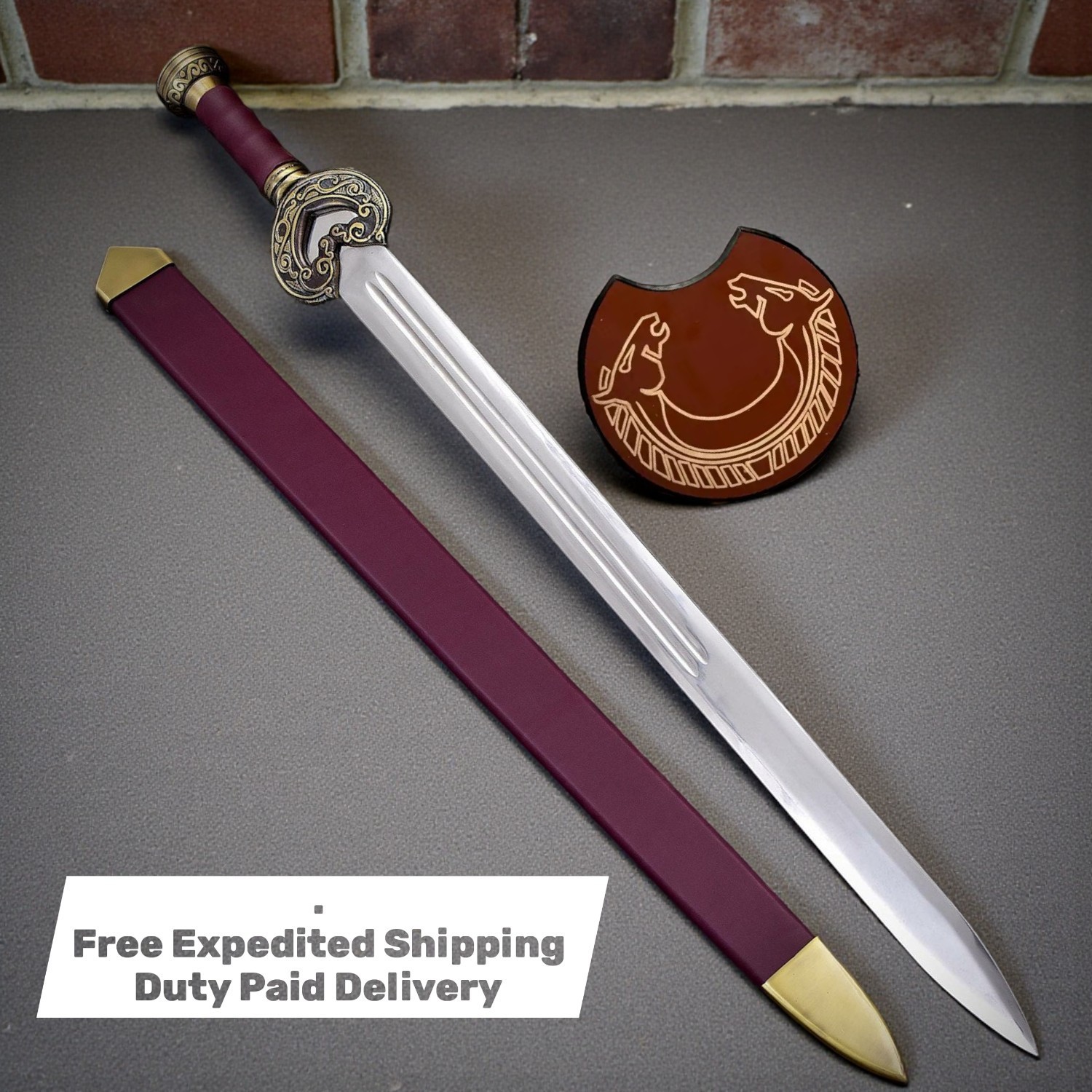 Narsil Sword, Glamdring, Eowyn, Herugrim,Witch King LOTR Lot 5 w Scabbard Plaque