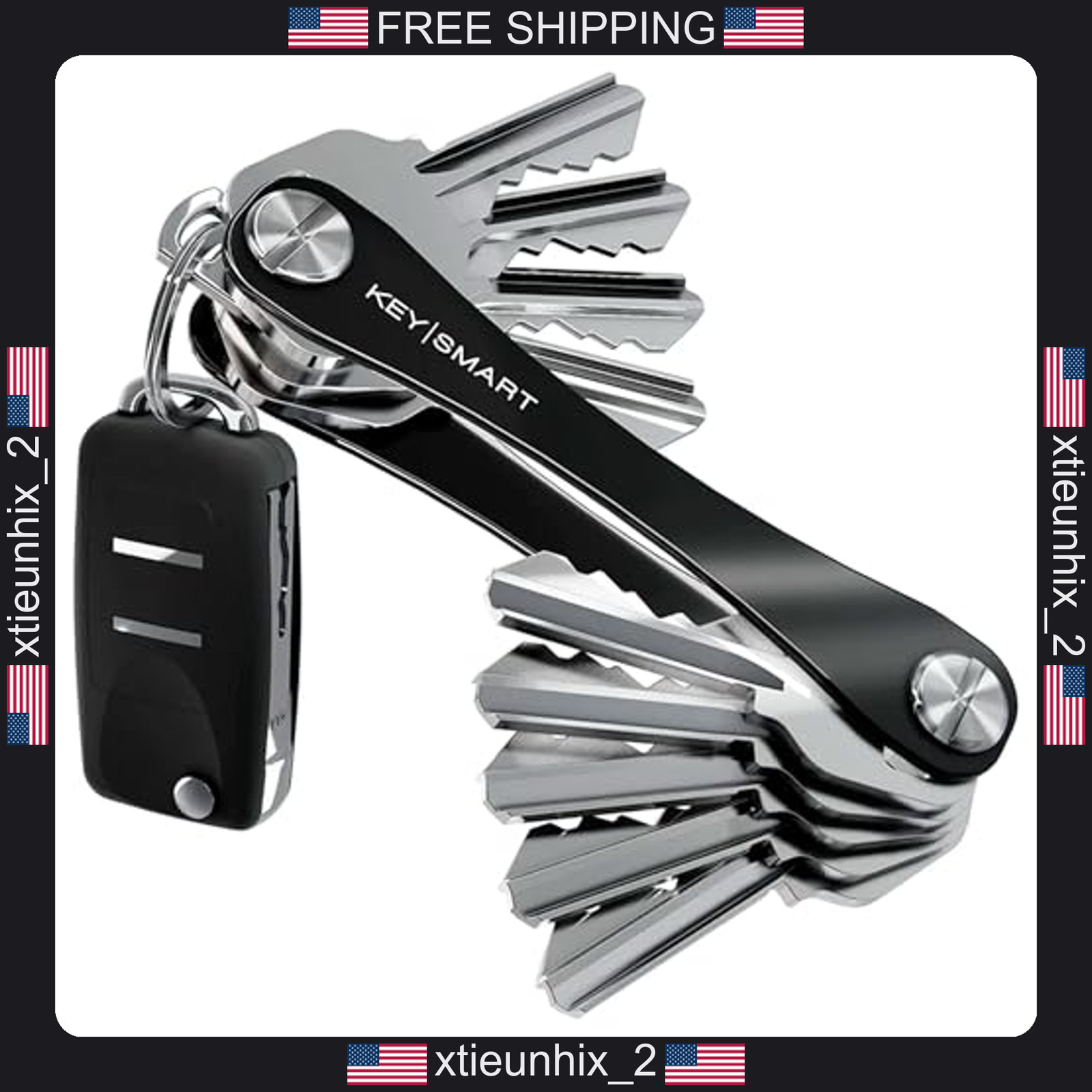 KeySmart Key Organizer for Up to 14 Keys, Aircraft-Grade Aluminum, Black