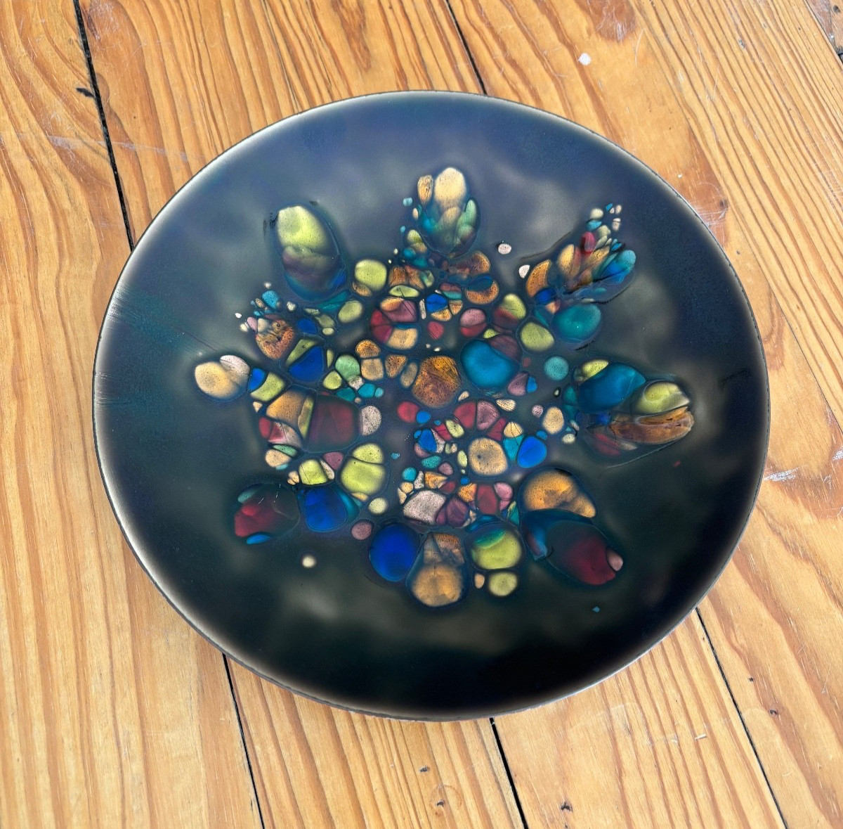 Vintage Kareka 9½″ Signed Copper & Enamel Art Plate – Hyannis Cape Cod Studio