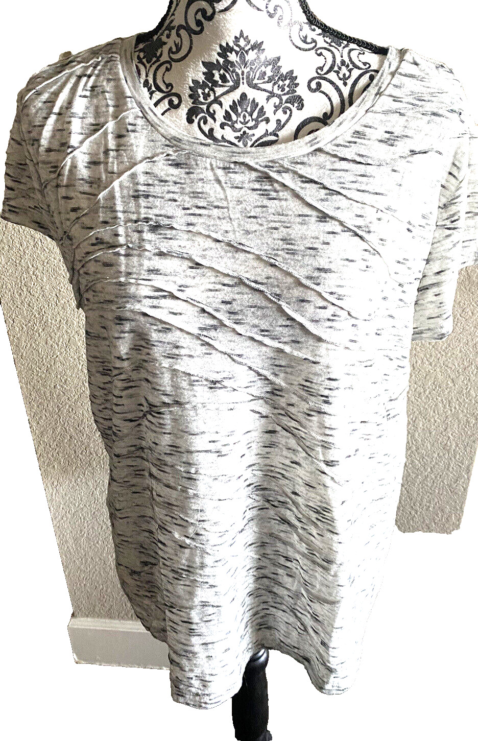 Vera Wang XL Blouse X Large Space Dyed Shirt Top Layered Short Sleeve