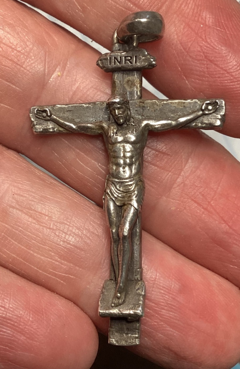Vintage 925 Silver Cross Religious Medal Christ Crucifix