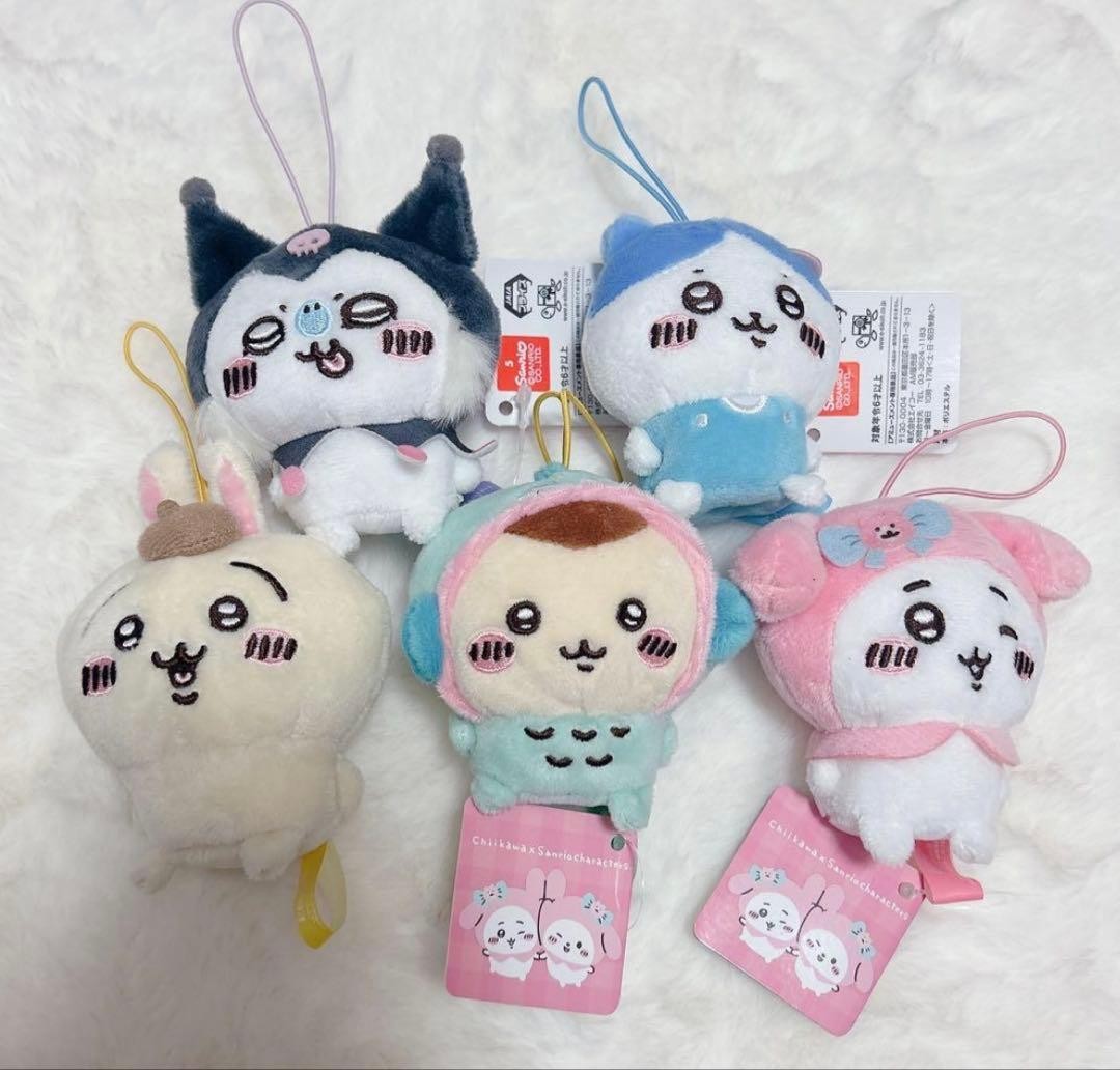 Chiikawa Sanrio Plush Mascot 5 Piece Set Unused Collectible 13+ Chiikawa Sanrio Plush Mascot 5 Piece Set Unused Collectible 13+