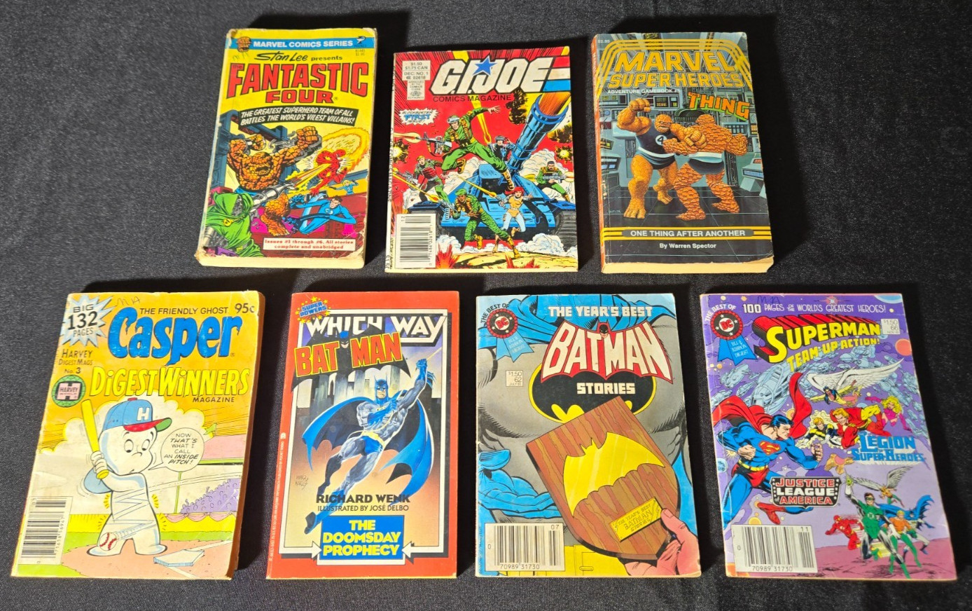 AnotherTime Lot of 7 Mini Comic Books Vintage Marvel DC Fantastic Four Batman