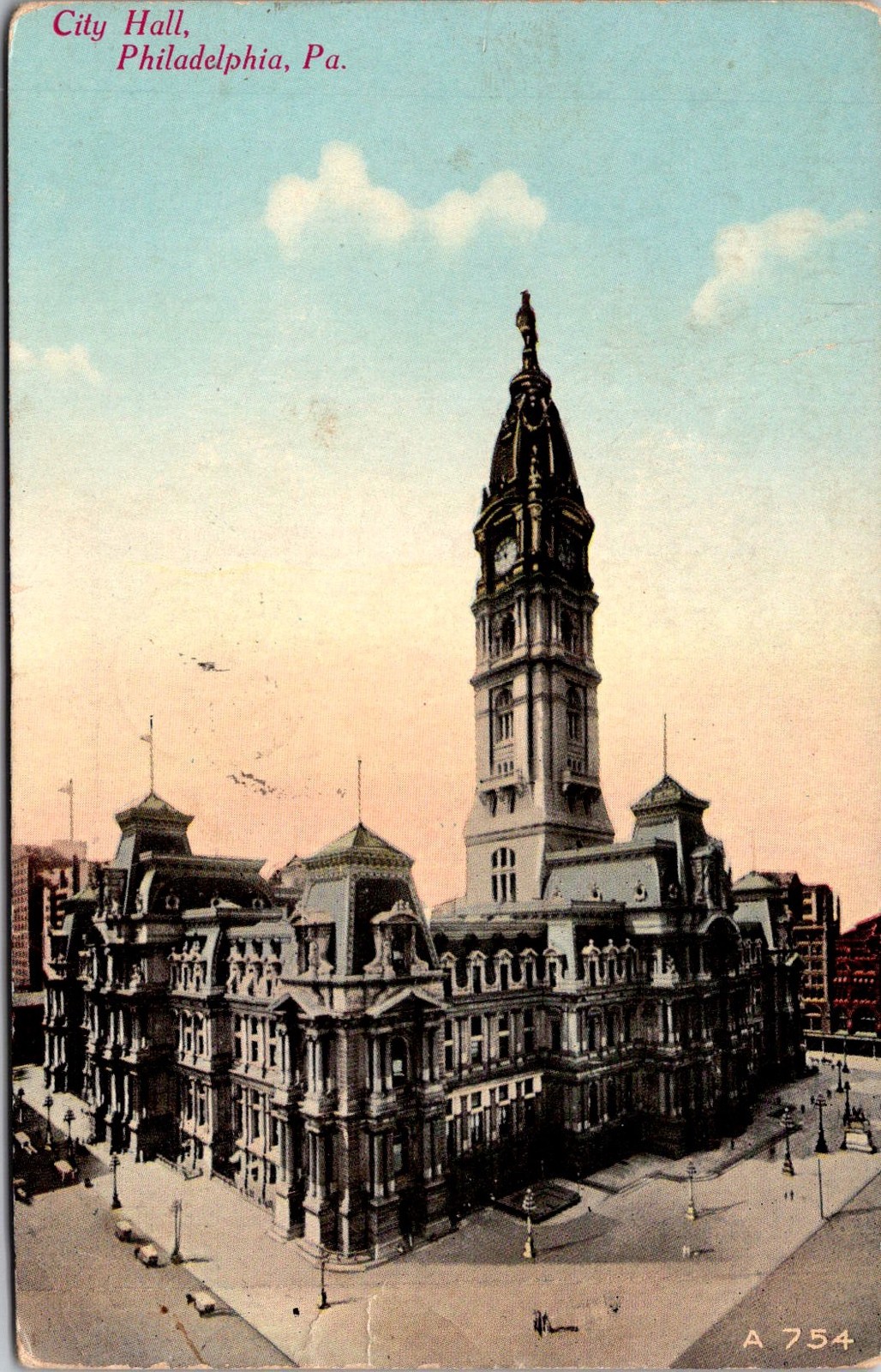 City Hall Philadelphia PA Vintage Postcard 5PA12