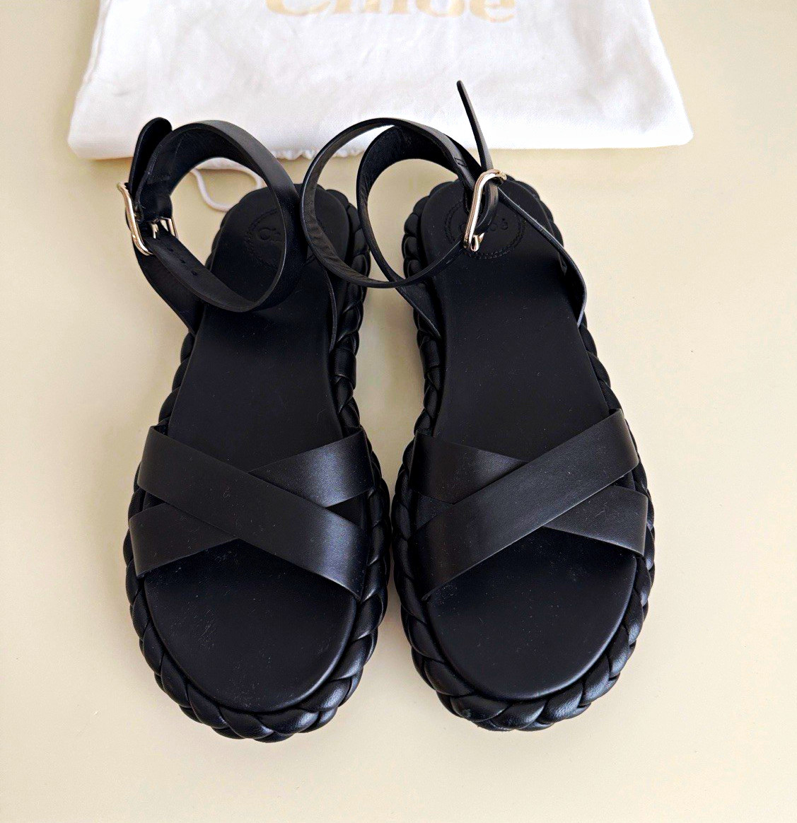 Chloé Black Leather Strappy Ankle Strap Buckle Sandals Women’s EU 37