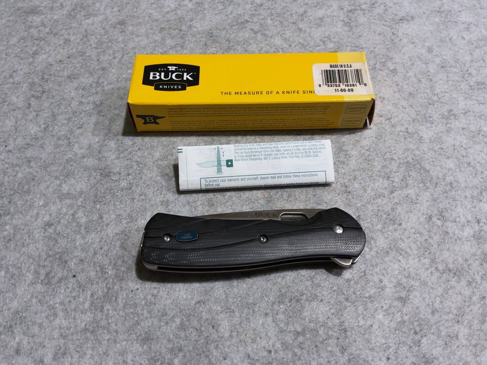 2009 Buck USA 347 0347BKS-B Black Vantage Pro Folding Pocket Knife In New