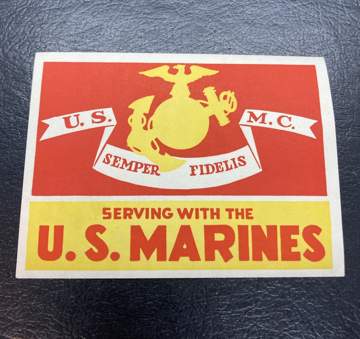 WWII Korea War Era US Marine Corps Serving Window Luggage Decal Homefront USMC