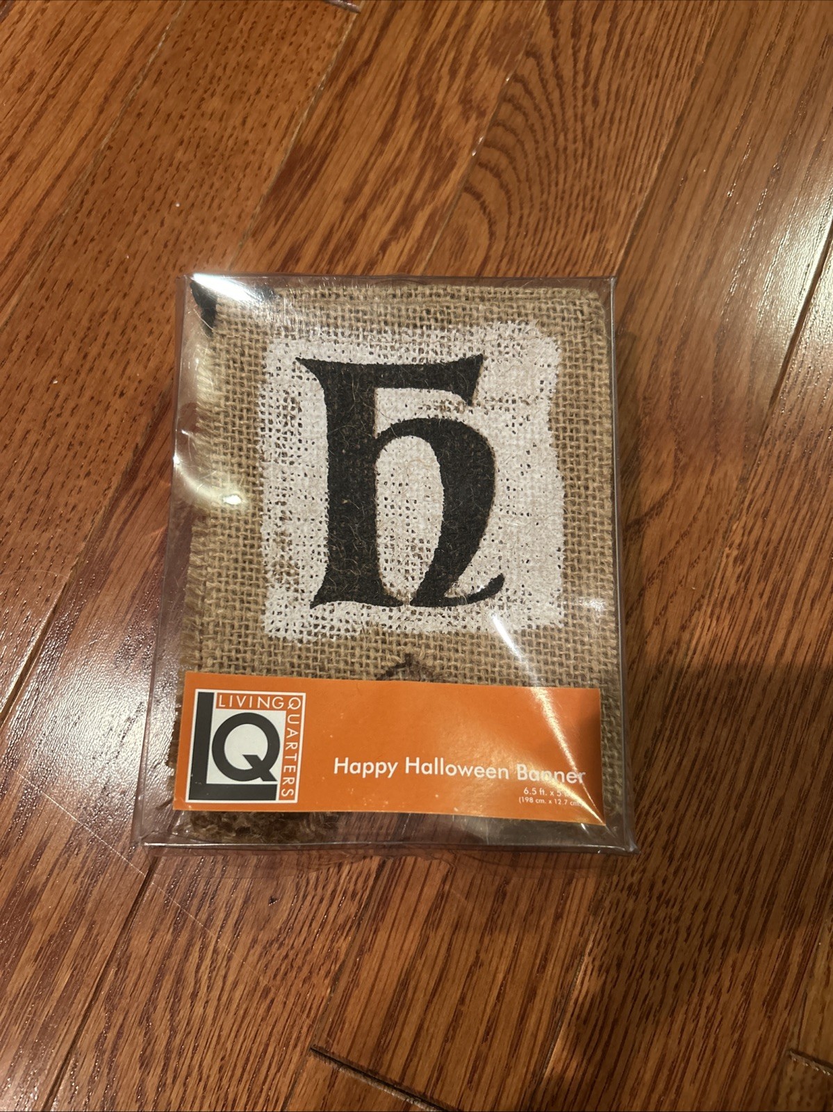Happy Halloween Burlap 6.5’ (Feet) x 5” Sign White / Black / Brown