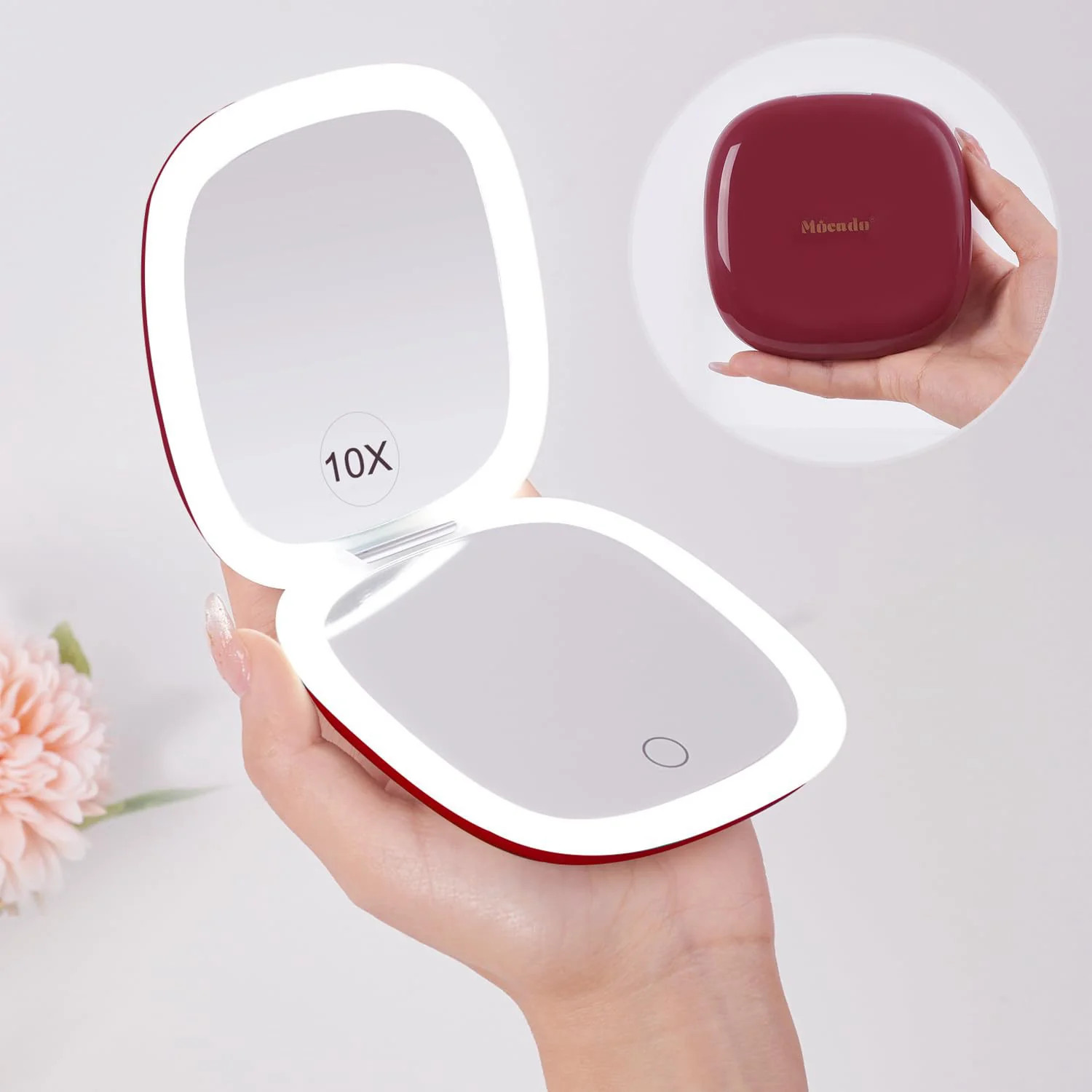 Compact Mirror with Light 4 Inches Compact 1x 10x Magnifying