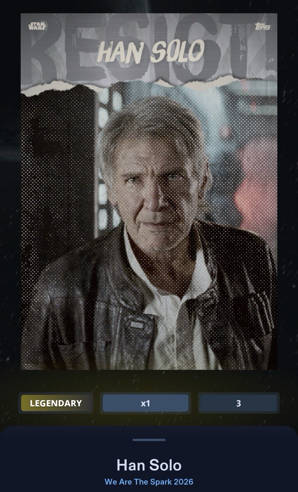 Han Solo Silver 10cc Resist Legendary - Star Wars Card Trader We Are The Spark