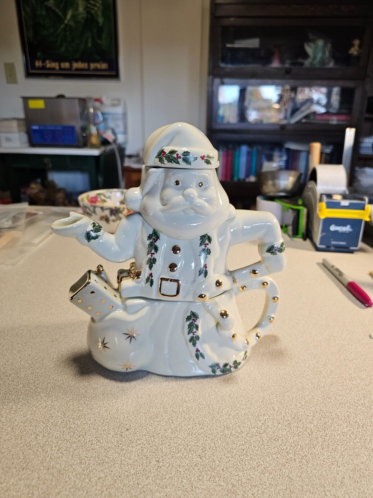 Santa stacking tea pot with creamer and sugar new old stock from the late 70s