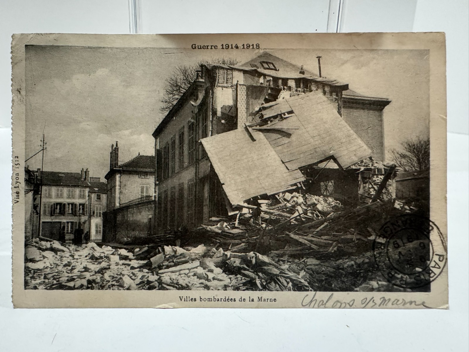 WWI Châlons-sur-Marne France Bombing Ruins Postcard Guerre 1914–1918