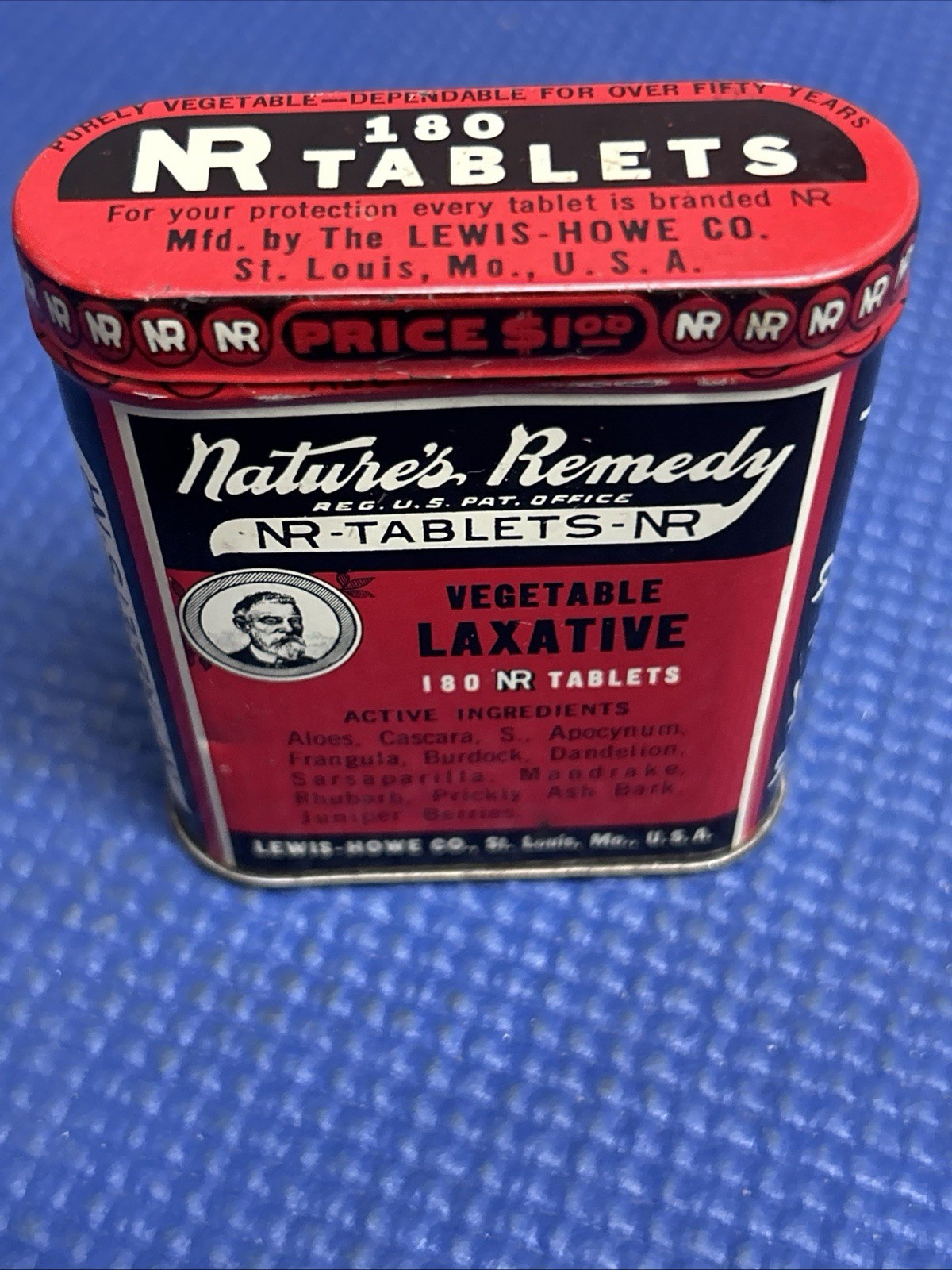 Vintage Nature’s Remedy NR Laxative Tin 180 Vegetable Tablets Red Medical Empty Vintage Nature’s Remedy NR Laxative Tin 180 Vegetable Tablets Red Medical Empty