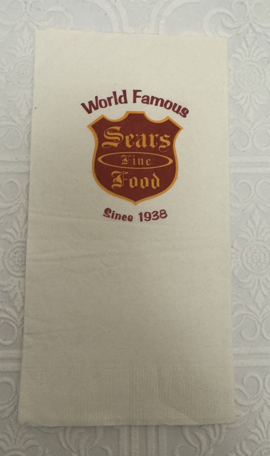 Vintage Sears Fine Food Napkin Ephemera Historic Restaurant San Francisco Read