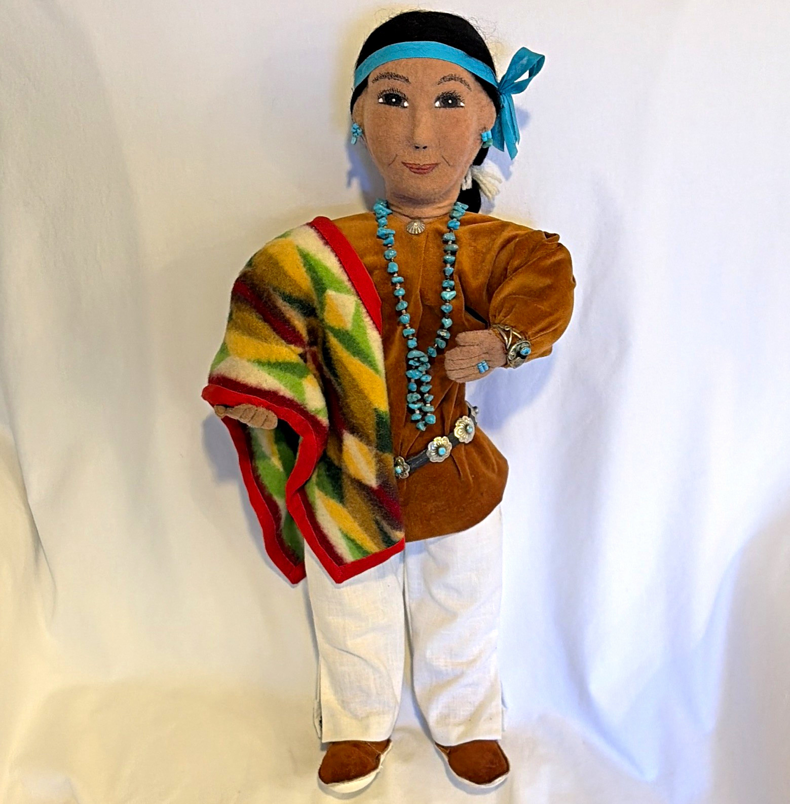 RARE Vtg Large Kay Bennett Navajo Male Doll in Elaborate Traditional Costume