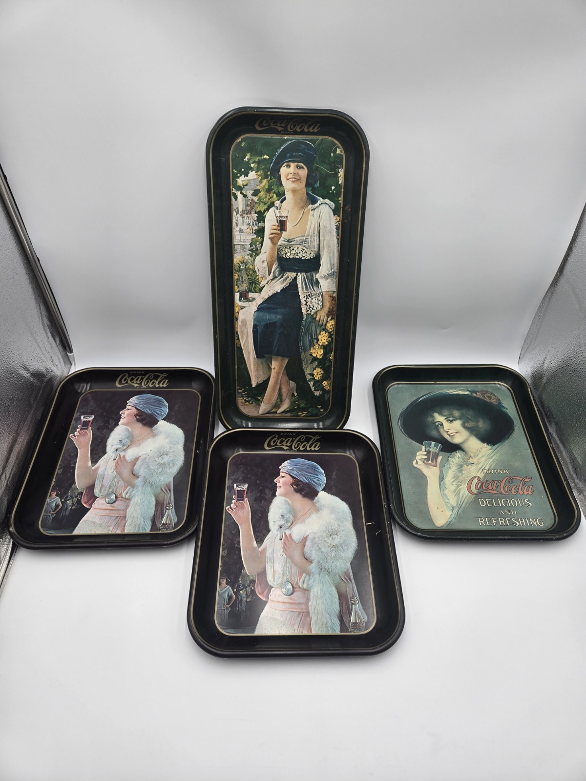 Vintage Coca Cola Metal Trays Set of 4 1970s (A3)