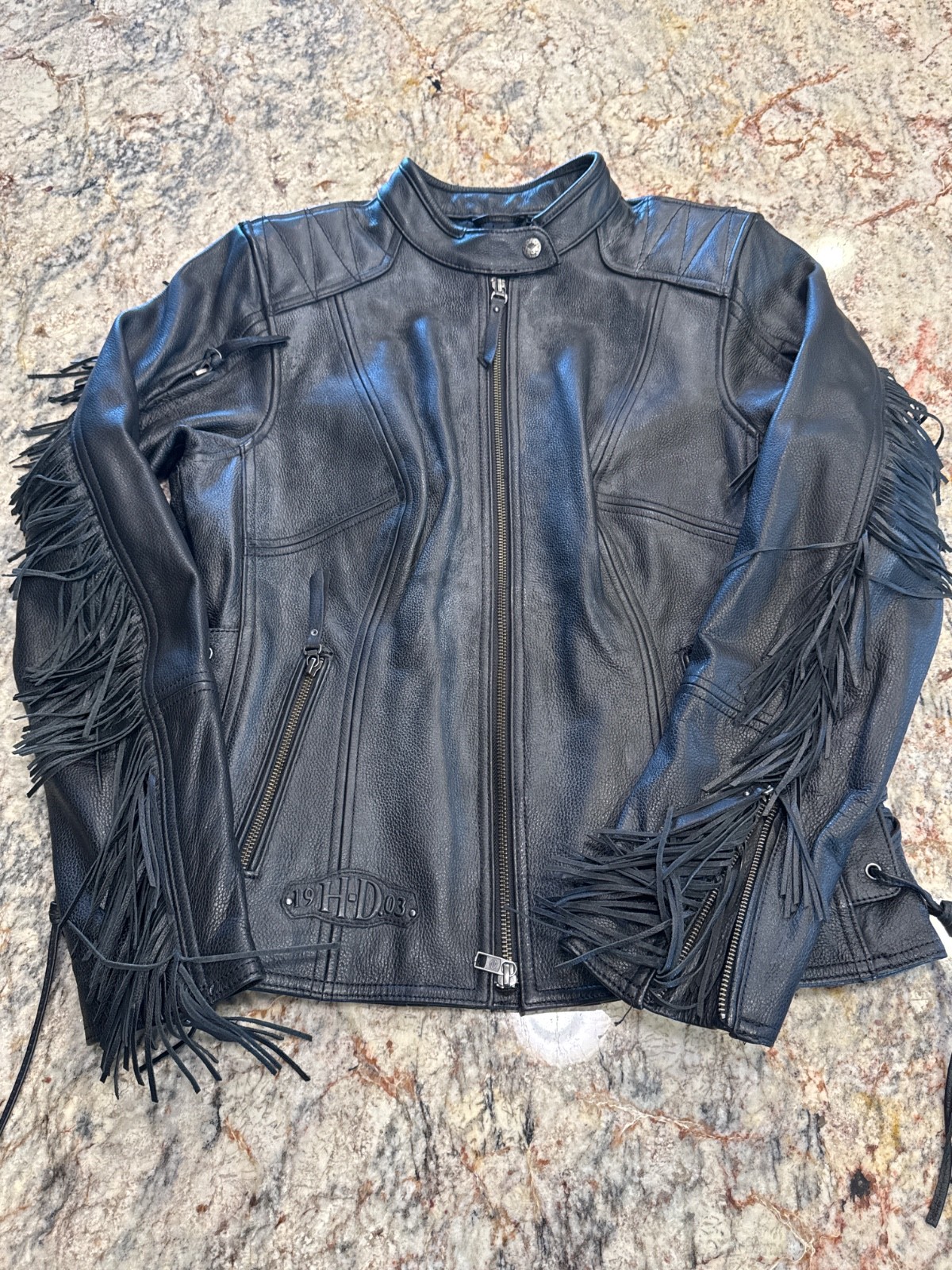 Harley-Davidson® Women's Boone Fringed Leather Jacket, Black 98013-18VW Large